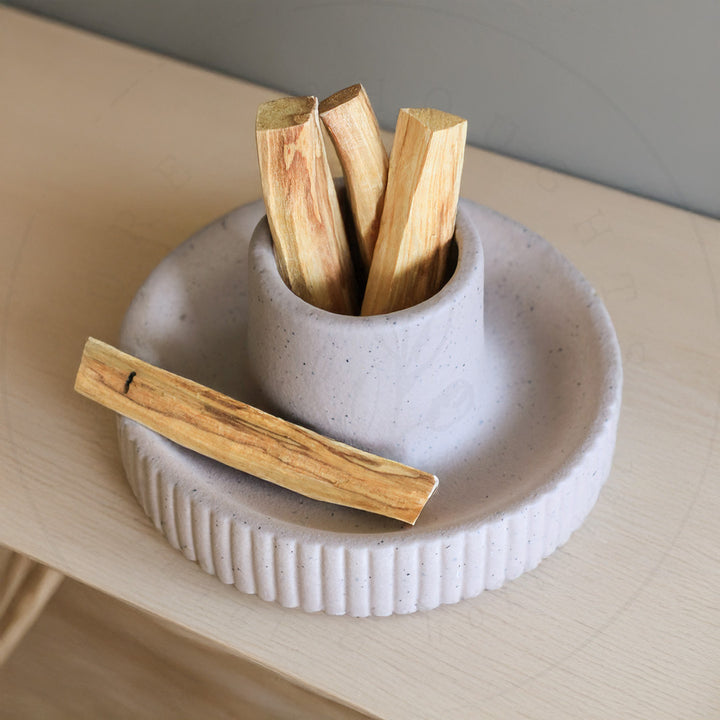 Ceramic Palo Santo Holder (Grey/Beige)