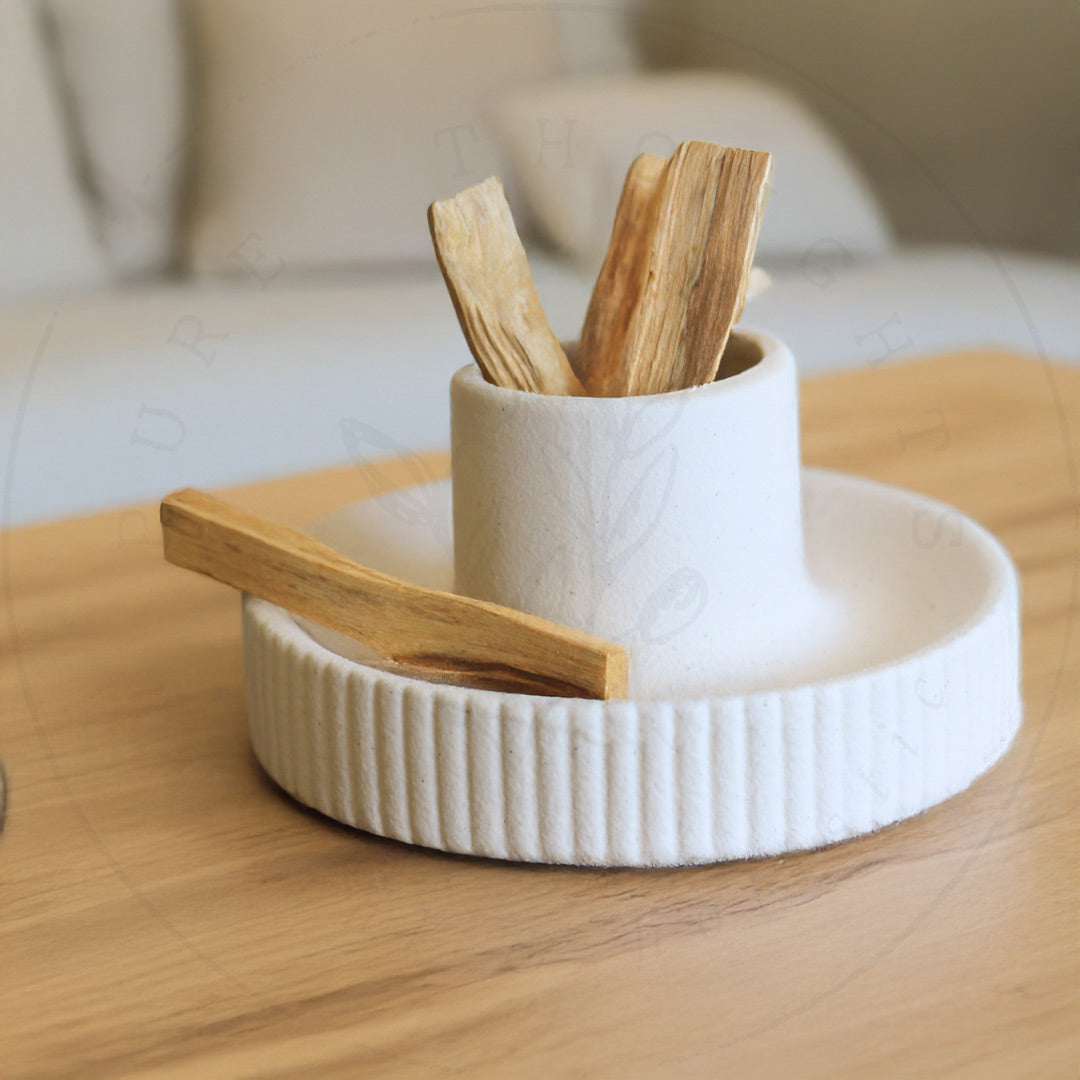 Pure Thoughts | Ceramic Palo Santo Holder In Cream – Pure Thoughts Ltd