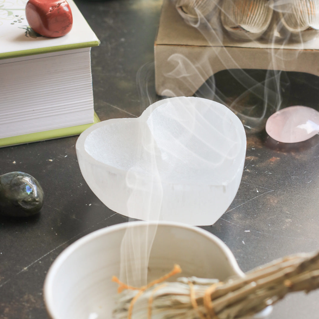 Perfectly Imperfect Heart Selenite Charging Bowl