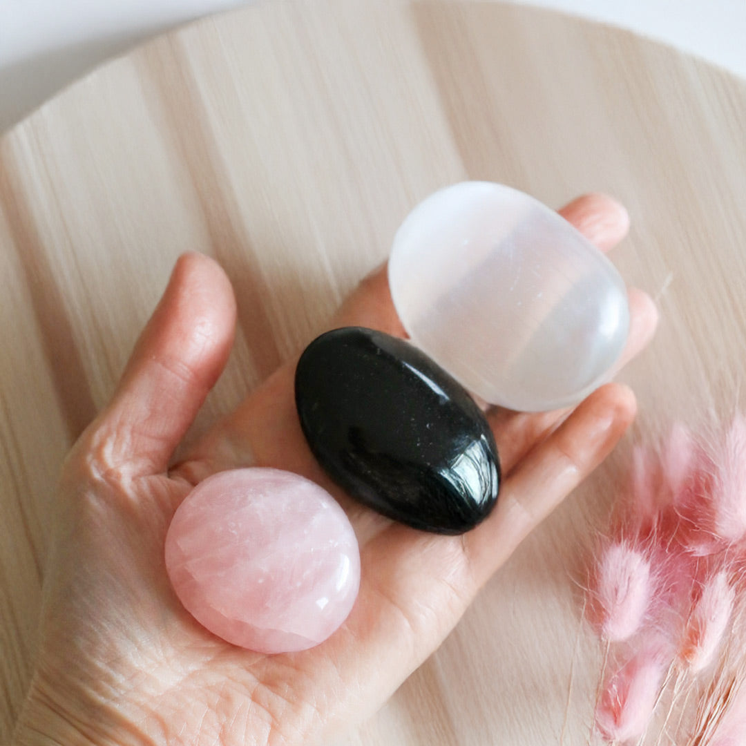 Sacred Balance – Crystal Palm Stone Trio