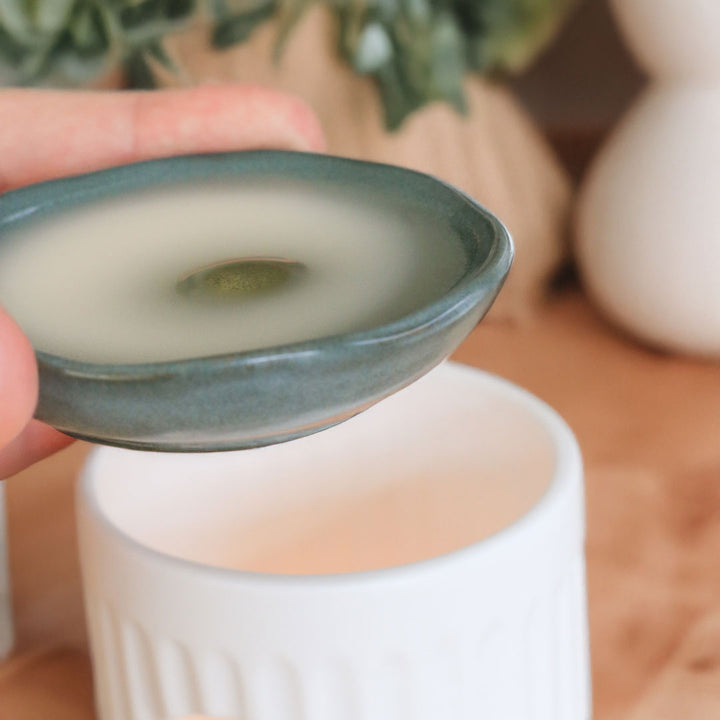 Handmade Ceramic Ribbed Wax Melter/Oil Burner